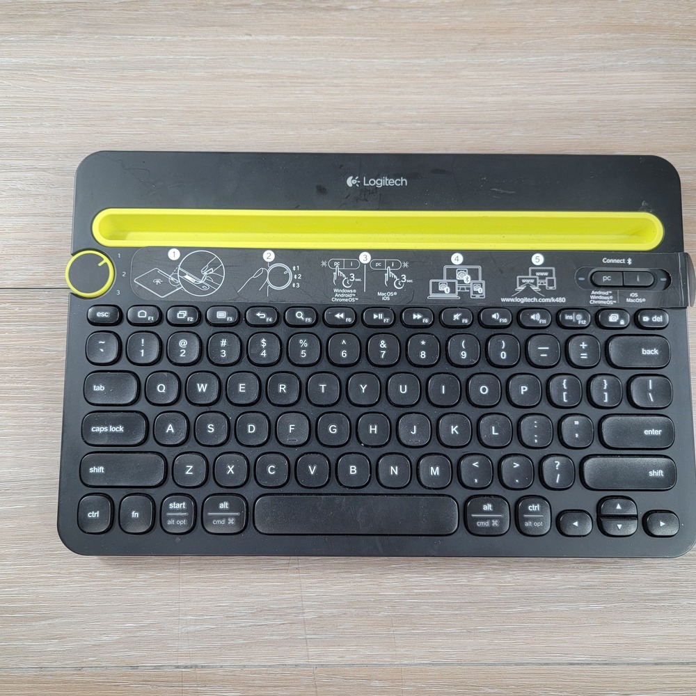 Logitech K480 Bluetooth Keyboard Multi-Device Wireless Black Yellow